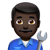 👨🏿‍🔧 Man Mechanic: Dark Skin Tone, Emoji by Apple