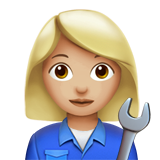 👩🏼‍🔧 Woman Mechanic: Medium-Light Skin Tone, Emoji by Apple