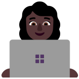 👩🏿‍💻 Woman Technologist: Dark Skin Tone, Emoji by Microsoft