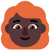 👩🏿‍🦰 Женщина: Очень Темный Тон Кожи Рыжие Волосы, смайлик от Microsoft