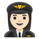 👩🏻‍✈️ Pilote Femme : Peau Claire Emoji par Google