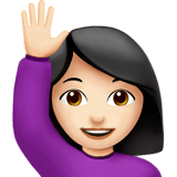 🙋🏻‍♀️ Woman Raising Hand: Light Skin Tone, Emoji by Apple