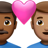 👨🏾‍❤️‍👨🏽 Couple with Heart: Man, Man, Medium-Dark Skin Tone, Medium Skin Tone, Emoji by Apple