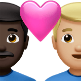 👨🏿‍❤️‍👨🏼 Couple with Heart: Man, Man, Dark Skin Tone, Medium-Light Skin Tone, Emoji by Apple
