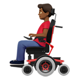 👨🏾‍🦼 Man in Motorized Wheelchair: Medium-Dark Skin Tone, Emoji by Apple