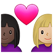 👩🏿‍❤️‍👩🏼 Couple with Heart: Woman, Woman, Dark Skin Tone, Medium-Light Skin Tone, Emoji by Samsung