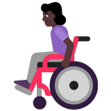 👩🏿‍🦽 Frau in Manuellem Rollstuhl: Dunkle Hautfarbe Emoji von Microsoft