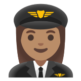 👩🏽‍✈️ Woman Pilot: Medium Skin Tone, Emoji by Google