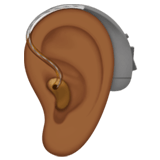 🦻🏾 Ear with Hearing Aid: Medium-Dark Skin Tone, Emoji by Apple