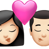 👩🏻‍❤️‍💋‍👨🏻 Kiss: Woman, Man, Light Skin Tone, Emoji by Apple