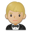 🤵🏼‍♂️ Man in Tuxedo: Medium-Light Skin Tone, Emoji by Samsung