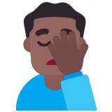 🤦🏾‍♂️ Sich An Den Kopf Fassender Mann: Mitteldunkle Hautfarbe Emoji von Microsoft