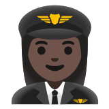 👩🏿‍✈️ Woman Pilot: Dark Skin Tone, Emoji by Google