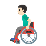 👨🏻‍🦽 Man in Manual Wheelchair: Light Skin Tone, Emoji by Google