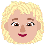 👩🏼‍🦱 Женщина: Светлый Тон Кожи Кудрявые Волосы, смайлик от Microsoft