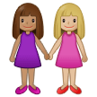 👩🏽‍🤝‍👩🏼 Women Holding Hands: Medium Skin Tone, Medium-Light Skin Tone, Emoji by Samsung