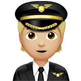 🧑🏼‍✈️ Pilot: Medium-Light Skin Tone, Emoji by Apple