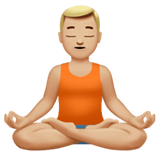 🧘🏼‍♂️ Man in Lotus Position: Medium-Light Skin Tone, Emoji by Apple