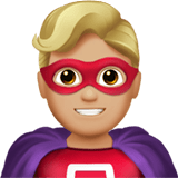 🦸🏼‍♂️ Мужчина-Супергерой: Светлый Тон Кожи, смайлик от Apple
