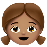 👧🏽 Mädchen: Mittlere Hautfarbe Emoji von Apple