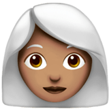👩🏽‍🦳 Woman: Medium Skin Tone, White Hair, Emoji by Apple