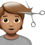 💇🏽 Person Getting Haircut: Medium Skin Tone, Emoji by Apple