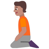 🧎🏽 Person Kneeling: Medium Skin Tone, Emoji by Microsoft