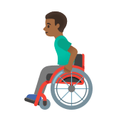 👨🏾‍🦽 Man in Manual Wheelchair: Medium-Dark Skin Tone, Emoji by Google