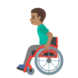 👨🏽‍🦽 Man in Manual Wheelchair: Medium Skin Tone, Emoji by Google