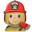 👩🏼‍🚒 Woman Firefighter: Medium-Light Skin Tone, Emoji by Samsung