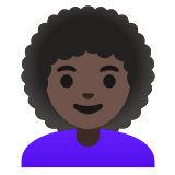 👩🏿‍🦱 Woman: Dark Skin Tone, Curly Hair, Emoji by Google