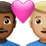 👨🏾‍❤️‍👨🏼 Couple with Heart: Man, Man, Medium-Dark Skin Tone, Medium-Light Skin Tone, Emoji by Apple