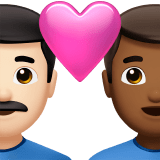 👨🏻‍❤️‍👨🏾 Couple with Heart: Man, Man, Light Skin Tone, Medium-Dark Skin Tone, Emoji by Apple