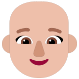 👩🏼‍🦲 Woman: Medium-Light Skin Tone, Bald, Emoji by Microsoft