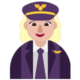 👩🏼‍✈️ Женщина-Пилот: Светлый Тон Кожи, смайлик от Microsoft