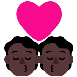 💏🏿 Kiss: Dark Skin Tone, Emoji by Microsoft