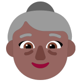 👵🏾 Пожилая Женщина: Темный Тон Кожи, смайлик от Microsoft