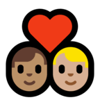 👨🏽‍❤️‍👨🏼 Couple with Heart: Man, Man, Medium Skin Tone, Medium-Light Skin Tone, Emoji by Microsoft