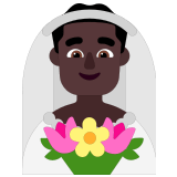 👰🏿‍♂️ Man with Veil: Dark Skin Tone, Emoji by Microsoft