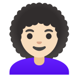 👩🏻‍🦱 Woman: Light Skin Tone, Curly Hair, Emoji by Google
