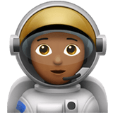 🧑🏾‍🚀 Astronaut(in): Mitteldunkle Hautfarbe Emoji von Apple