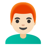 👨🏻‍🦰 Мужчина: Очень Светлый Тон Кожи Рыжие Волосы, смайлик от Google
