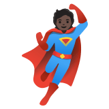 🦸🏿 Супергерой: Очень Темный Тон Кожи, смайлик от Google