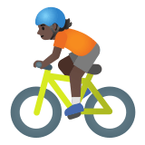 🚴🏿 Person Biking: Dark Skin Tone, Emoji by Google