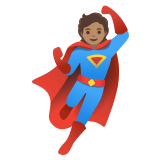 🦸🏽 Super-Héros : Peau Légèrement Mate Emoji par Google