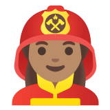👩🏽‍🚒 Женщина-Пожарный: Средний Тон Кожи, смайлик от Google