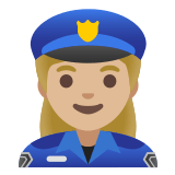 👮🏼‍♀️ Woman Police Officer: Medium-Light Skin Tone, Emoji by Google