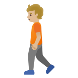 🚶🏼 Person Walking: Medium-Light Skin Tone, Emoji by Google