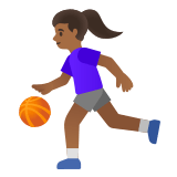 ⛹🏾‍♀️ Woman Bouncing Ball: Medium-Dark Skin Tone, Emoji by Google