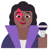 👩🏾‍🎤 Woman Singer: Medium-Dark Skin Tone, Emoji by Microsoft